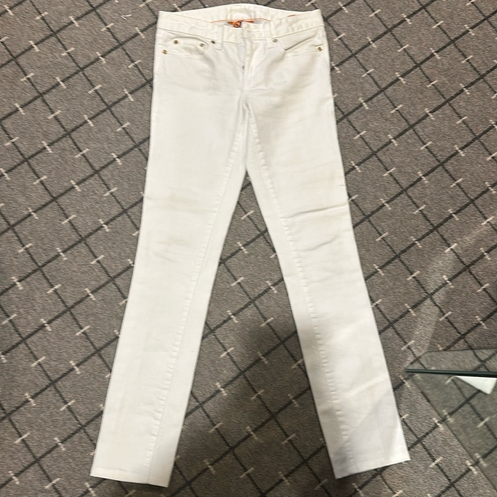 Tory Burch mid rise white jeans- not much stretch 26